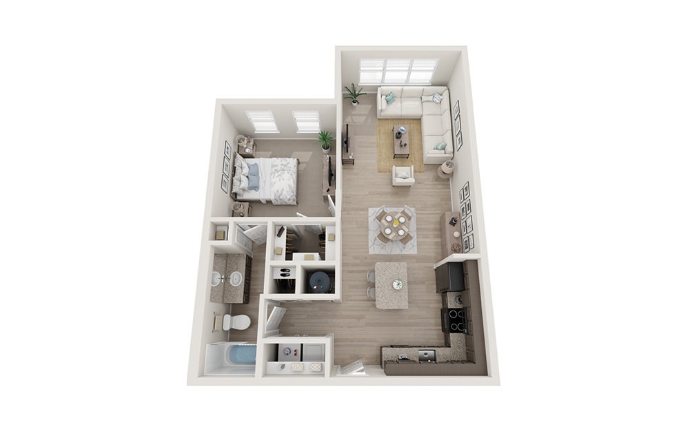 A1_S - 1 bedroom floorplan layout with 1 bath and 793 square feet.