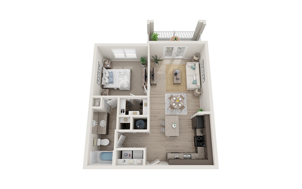 A1 - 1 bedroom floorplan layout with 1 bathroom and 711 square feet