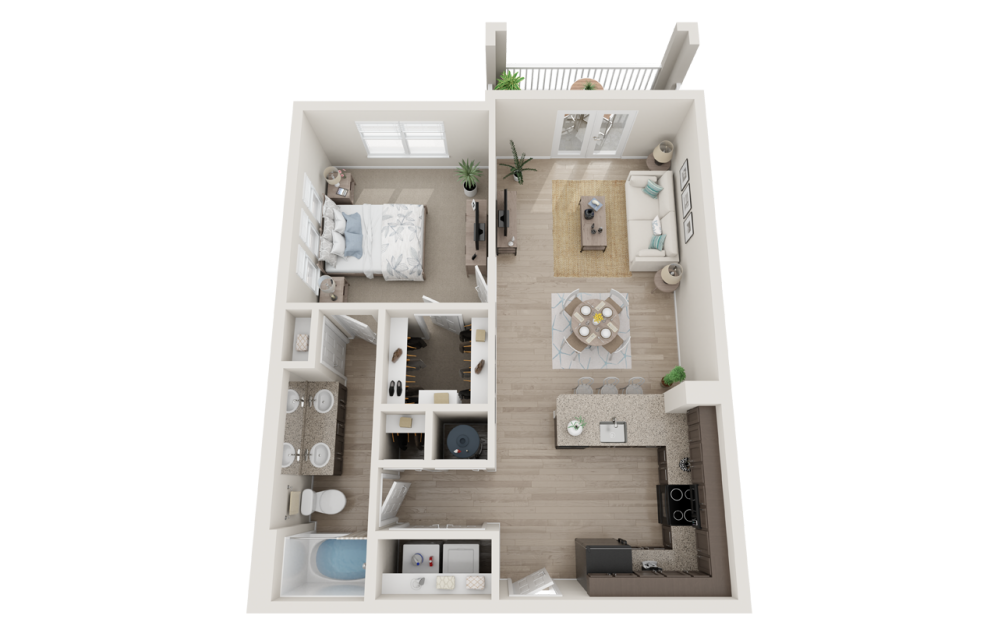 A4 - 1 bedroom floorplan layout with 1 bath and 780 square feet.
