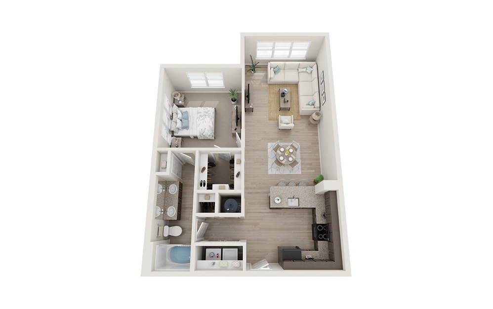 A4_S - 1 bedroom floorplan layout with 1 bath and 862 square feet.